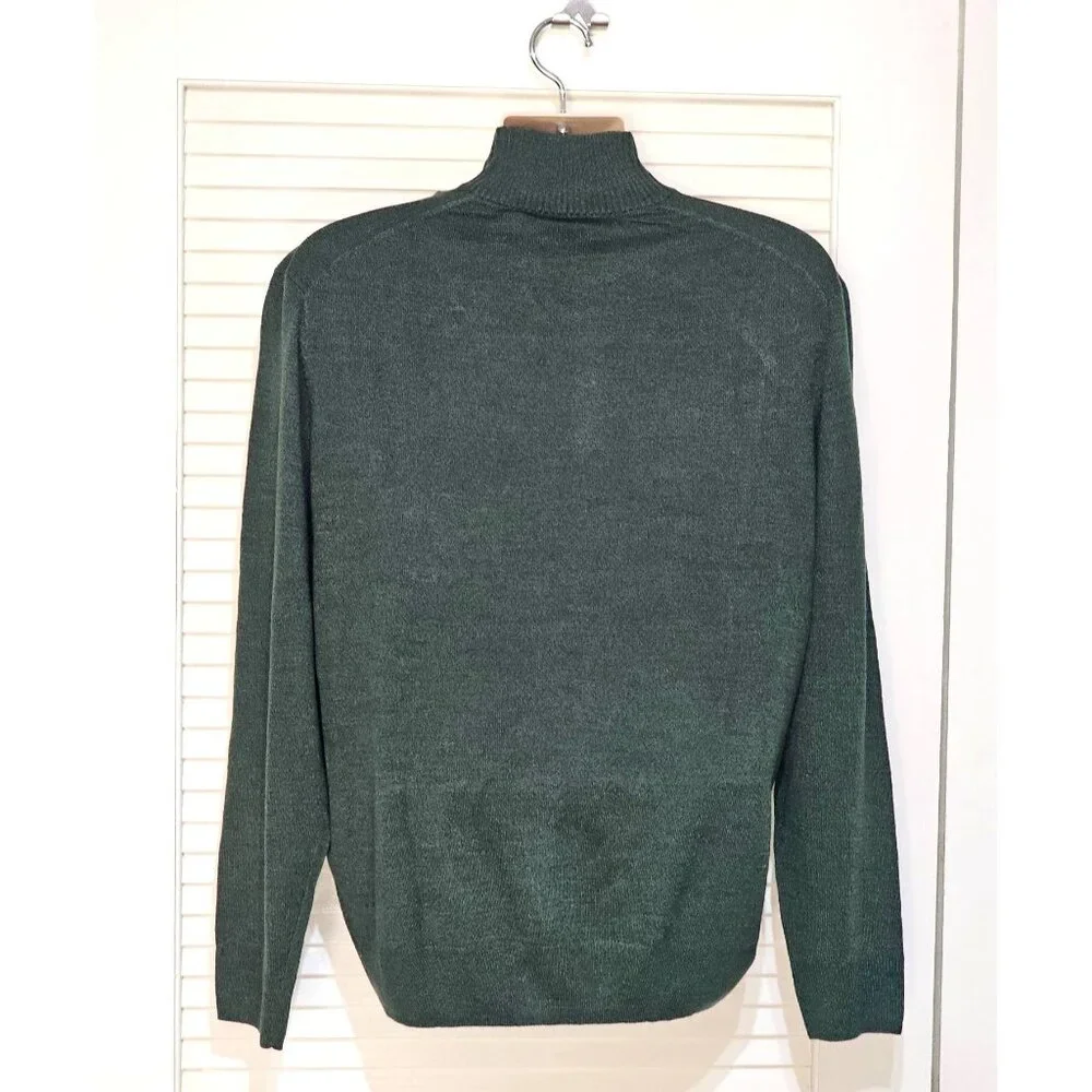 NWT Dockers Men's Argyle Green Gray White Cotton Quarter-Zip Sweater Sz L 2263 - Picture 3 of 8